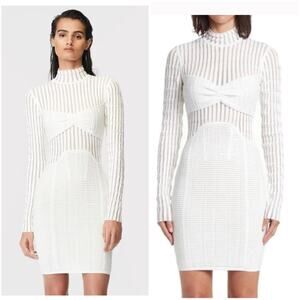 Herve Leger Bandage Burnout Bandage Mini Dress White - Cream Size Small